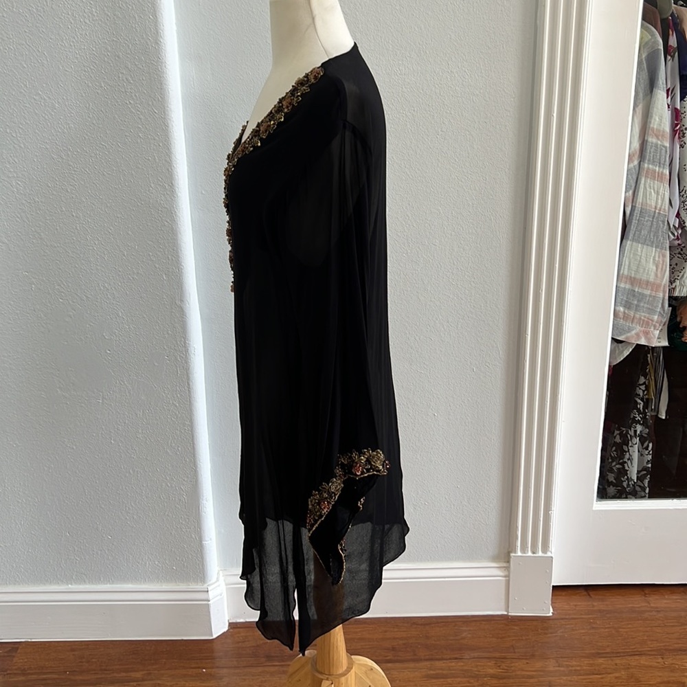 Long Sleeve Black Sequin Detail Tunic Blouse size M/L - Picture 7 of 10